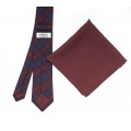     Набор "Бордовая клетка №2" с галстуком из шерсти и нагрудным платком