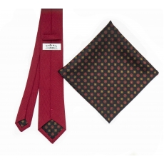     Набор "Красный №3" с галстуком из шерсти и нагрудным платком
