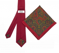     Набор "Красный №2" с галстуком из шерсти и нагрудным платком