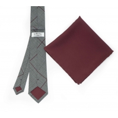     Набор "Серая клетка" с галстуком из шерсти и нагрудным платком
