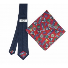     Набор "Синяя гусиная лапка №2" с галстуком из шерсти и нагрудным платком