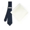     Набор "Синий в крапинку №3" с галстуком из шерсти и нагрудным платком