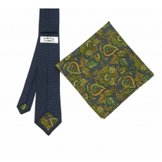     Набор "Синий в крапинку №1" с галстуком из шерсти и нагрудным платком