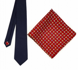     Набор "Темно-синий ETRO" с галстуком из шерсти и нагрудным платком из шелка