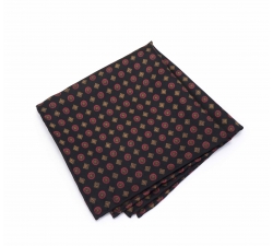       Платок-паше "Красная ромашка", черный шелковый нагрудный платок с классическим узором