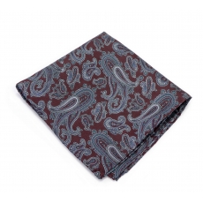        Платок-паше бордовый с узором пейсли, шелковый нагрудный платок