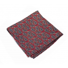        Платок-паше красный с узором пейсли, шелковый нагрудный платок
