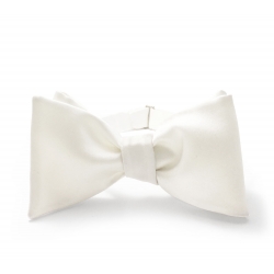 Белая галстук-бабочка, самовяз из натурального шелка