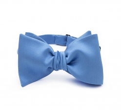      Голубая галстук-бабочка №3, классический самовяз из натурального шелка 
