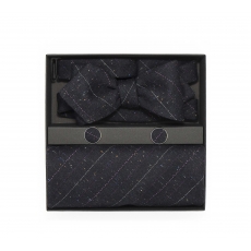    Набор "Блюз" (галстук-бабочка, платки-паше, запонки) из темно-серой шерсти в полоску
