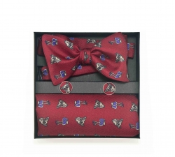     Набор "Лошадки" с галстук-бабочкой из шелка, платком-паше и запонками