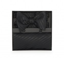   Набор "Нуар" (галстук-бабочка, платок-паше, запонки) из хлопка