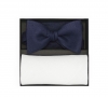 Набор синяя галстук-бабочка и нагрудный белый платок изо льна 