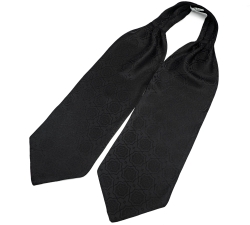           Шейный мужской платок Аскот черный с узором в клеточку из натурального шелка 
