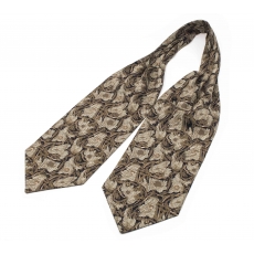           Шейный мужской платок Аскот с узором "Экзотичный хаки" из натурального шелка 