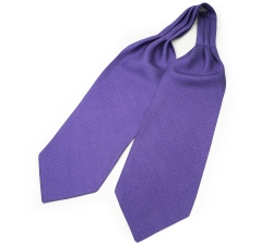            Шейный мужской платок Аскот фиолетовый с узором в клеточку из натурального шелка 