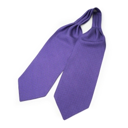 Шейный мужской платок Аскот фиолетовый с узором в клеточку из натурального шелка 
