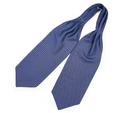           Шейный мужской платок Аскот голубой с геометрическим узором из натурального шелка 