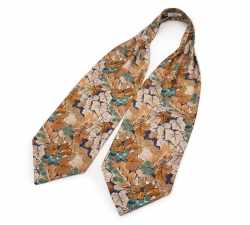           Шейный мужской платок Аскот с узором "Осень" из натурального шелка 