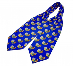           Шейный мужской платок Аскот с узором "Голубые кувшины" из натурального шелка 